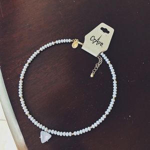 Gray Crystal Triangle Charm Beaded Choker